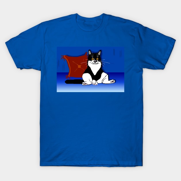 Cute Tuxedo Cat sitting down relaxing.  Copyright TeAnne T-Shirt by TeAnne